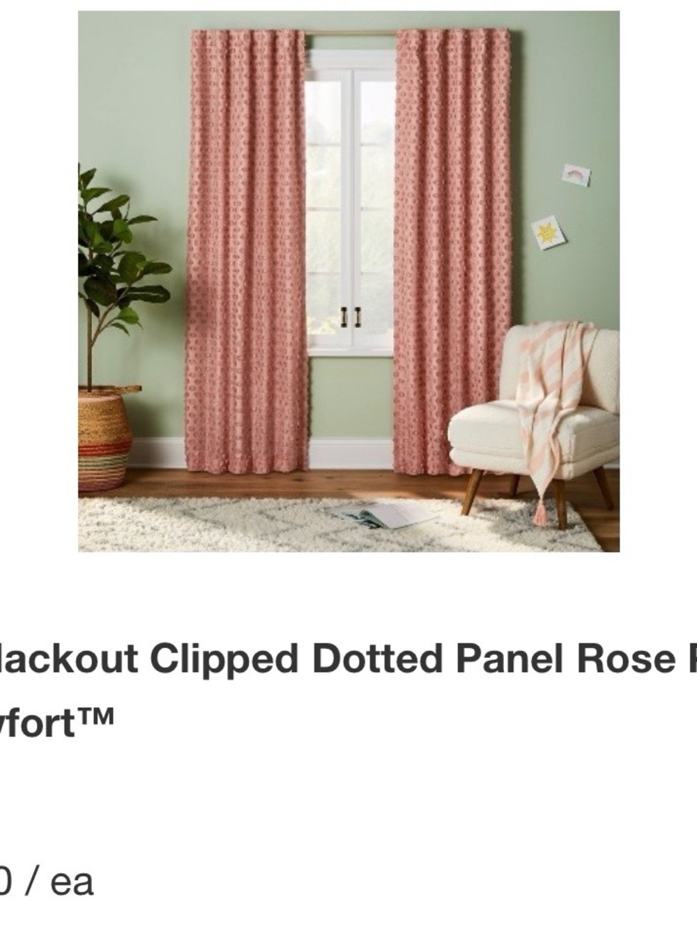 Pillowfort Rose Pink Blackout Clipped Dot Curtain Panels